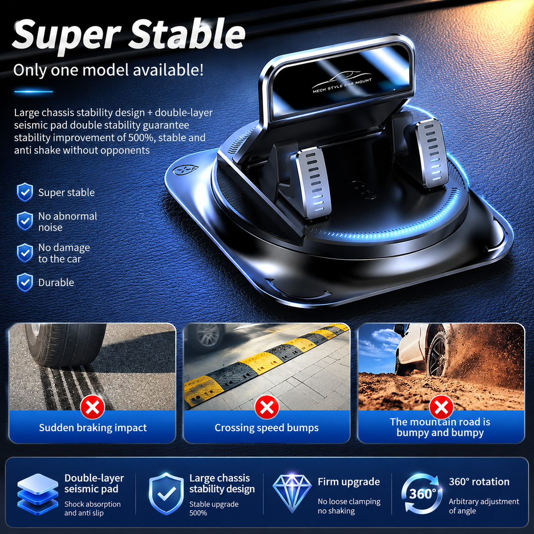 360° Stable Car Phone Mount - Ultra Stable Anti-Slip Dashboard Holder