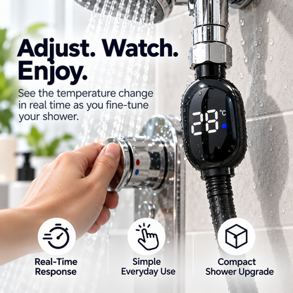 Digital Shower Thermometer with LED Display & Real-Time Temperature