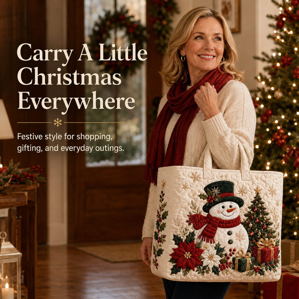🔥Christmas Sale 50% OFF🎄Christmas Quilted Tote Bag