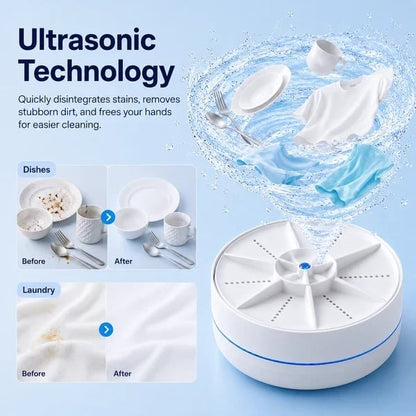 Portable Ultrasonic Washer for Dishes & Laundry