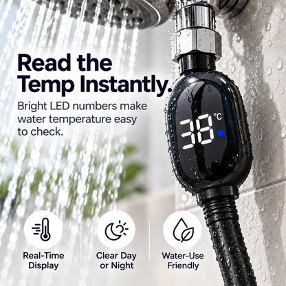 Digital Shower Thermometer with LED Display & Real-Time Temperature