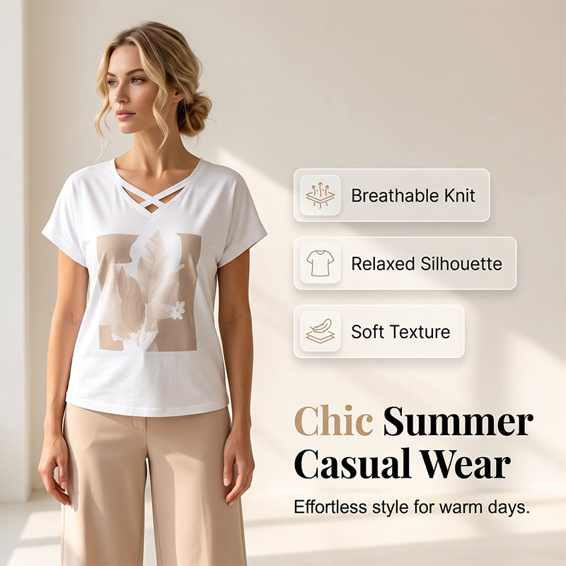 👕 50% RABATT! ✨ 2-teiliges Set mit V-Ausschnitt-Shirt & Cropped-Hose – Bequem, atmungsaktiv & vielseitig kombinierbar – Perfekt für Alltag, Yoga & Freizeit 🌿